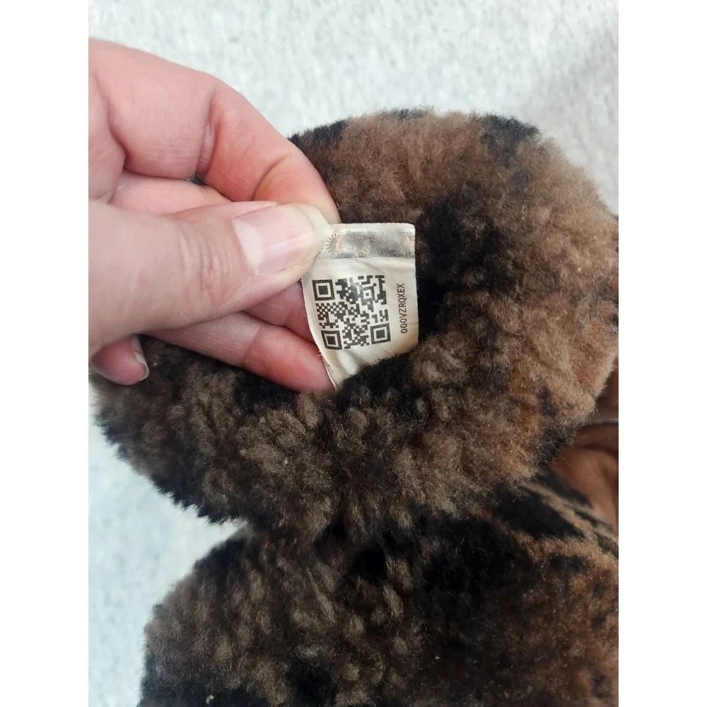 UGG Boots Kids Size 10 Brown Leopard Print Leather Buckle Winter Boots